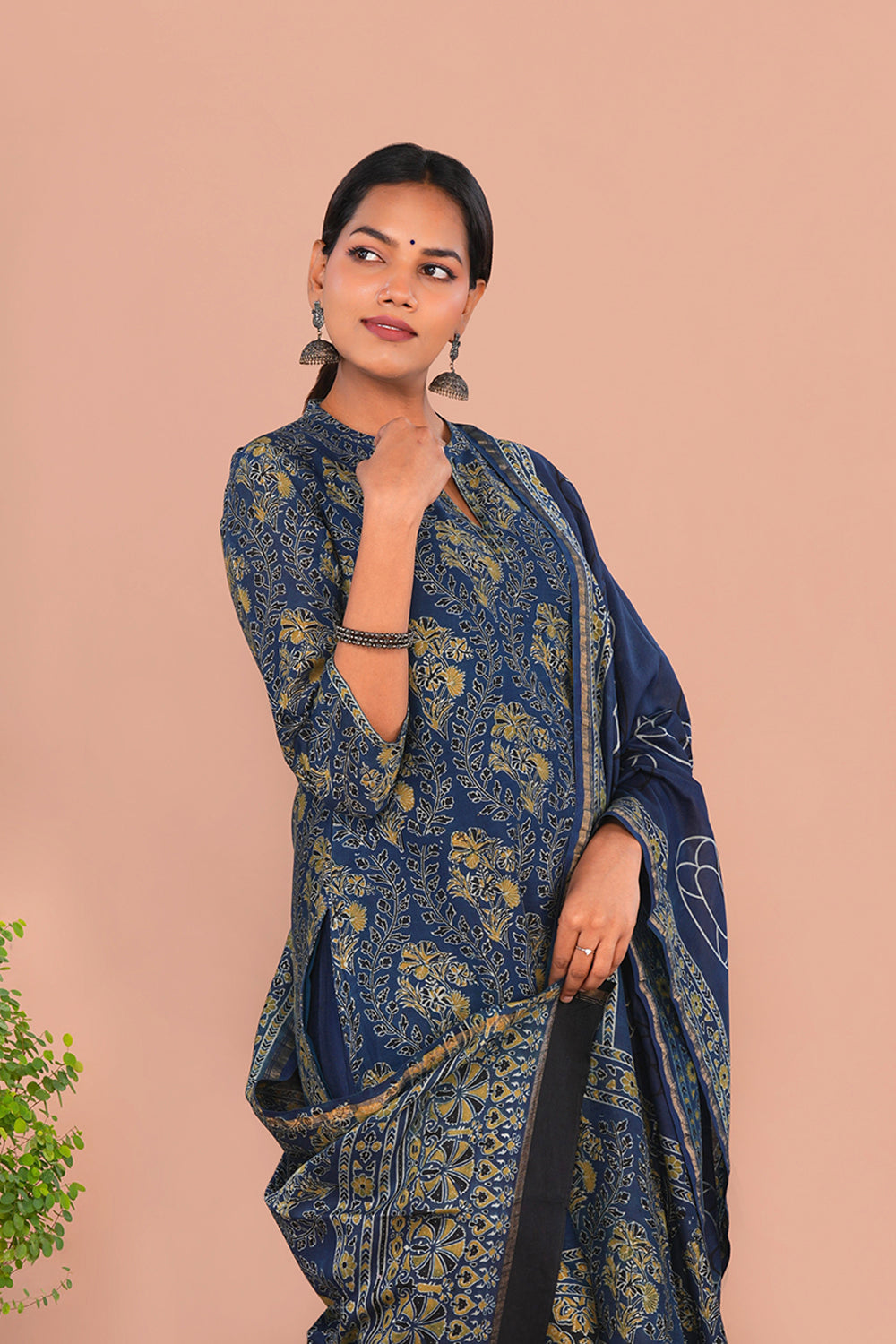 Image of Indigo Blue Ajrak Kurta set
