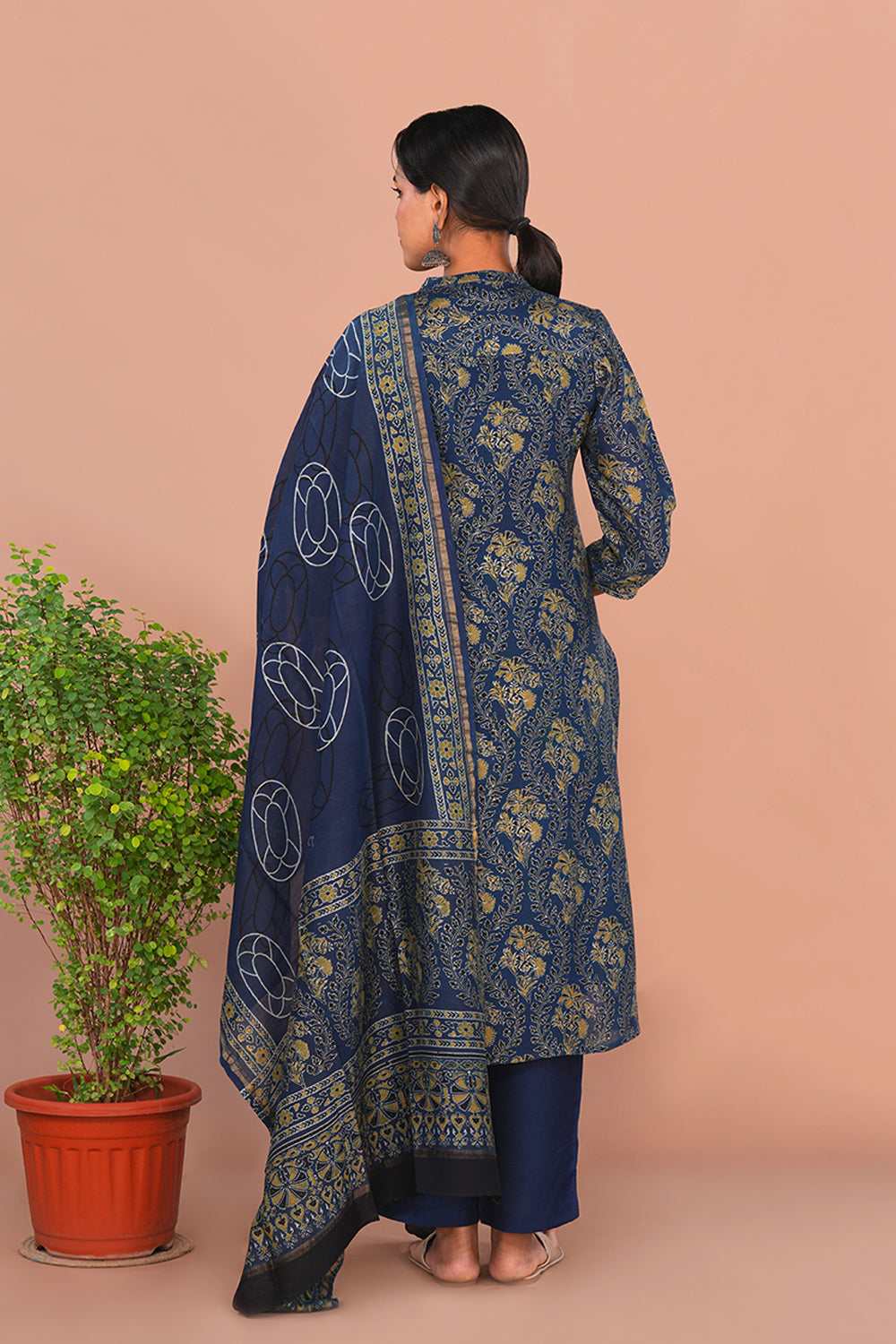 Image of Indigo Blue Ajrak Kurta set