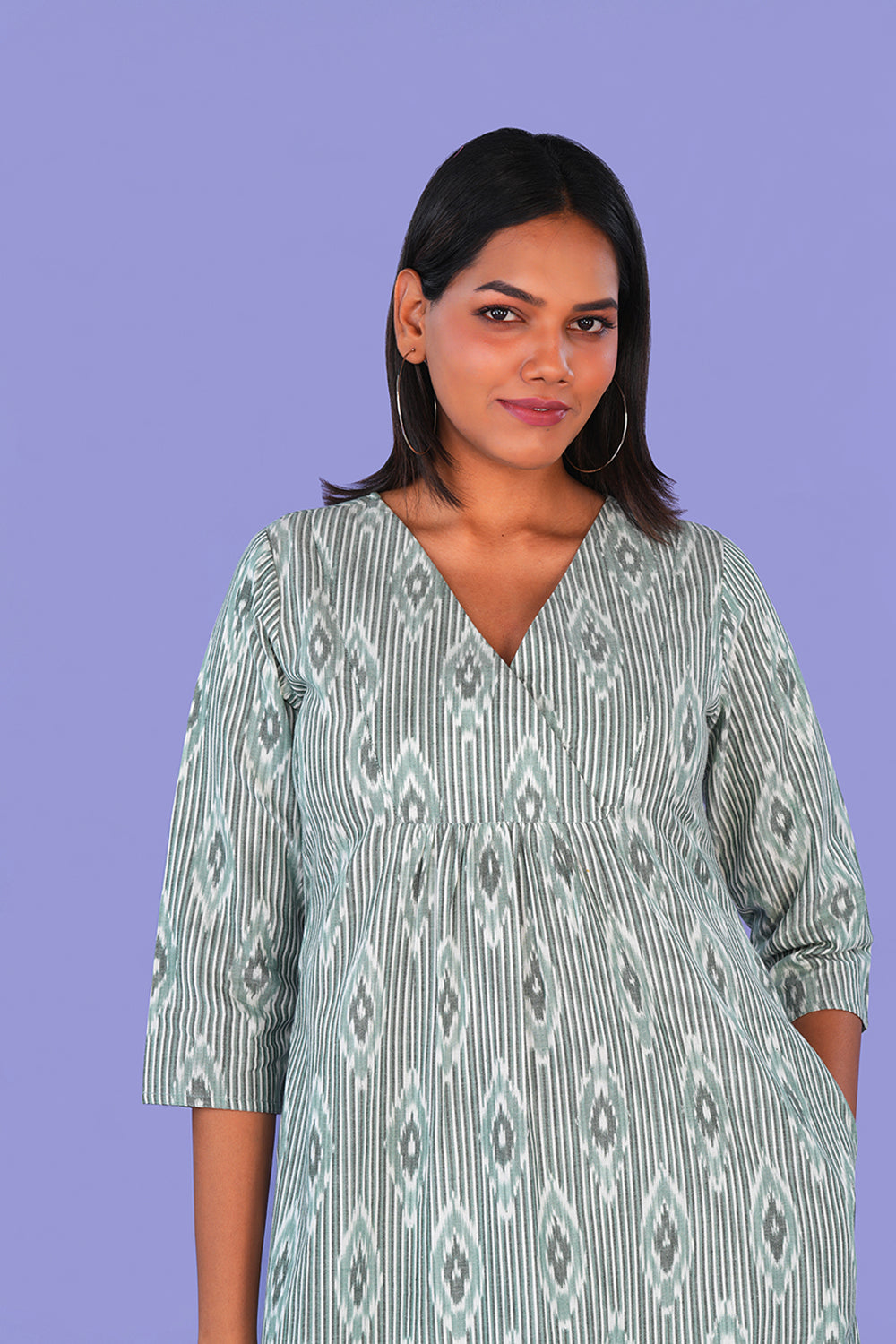 Image of Sage Green Pochampally cotton Kurta
