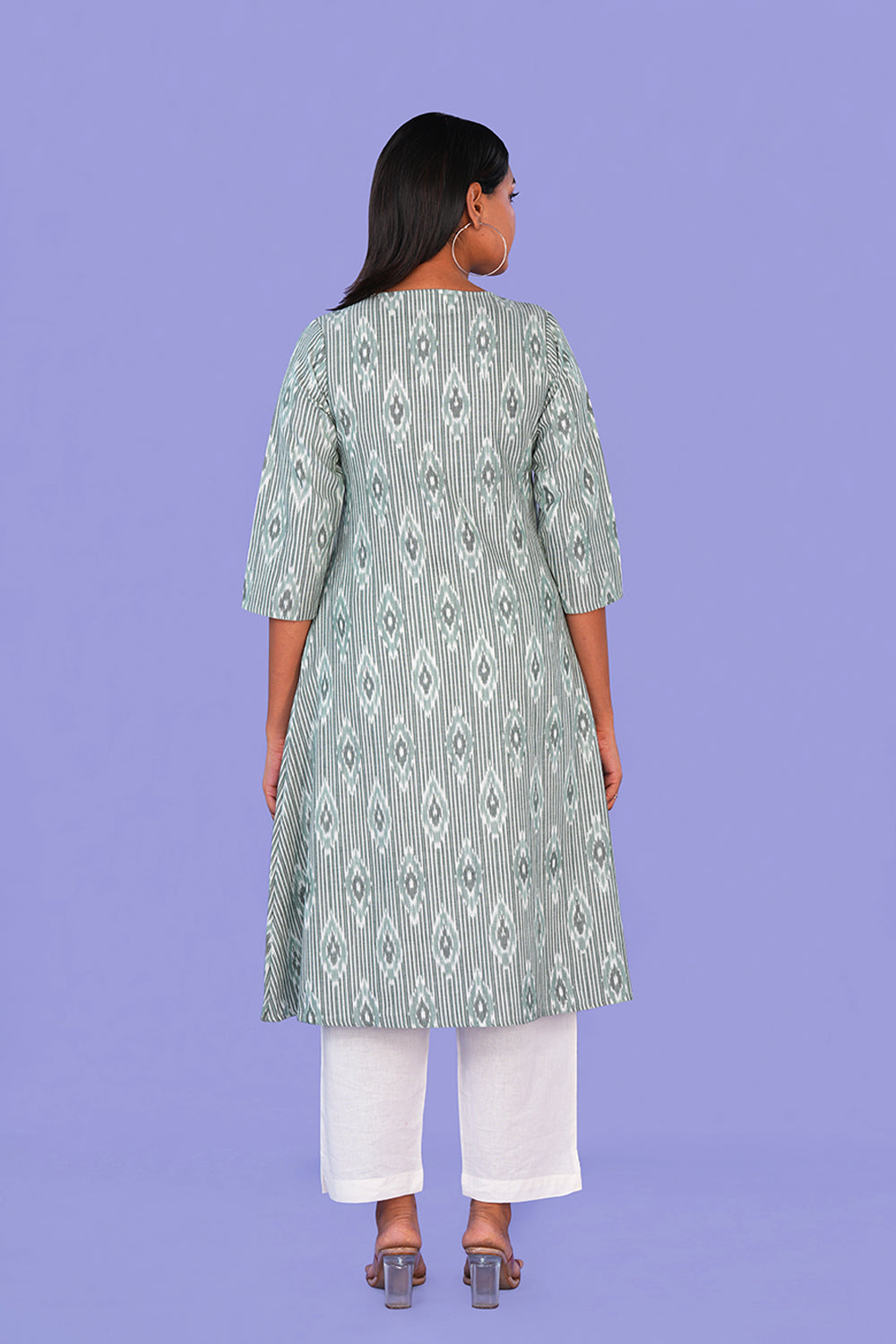 Image of Sage Green Pochampally cotton Kurta