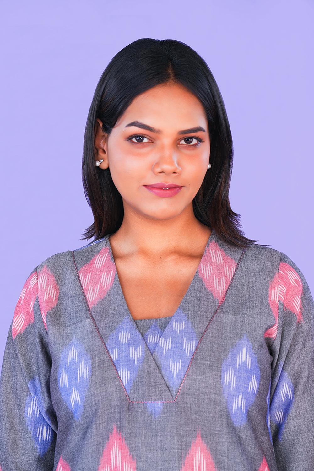 Image of Dark Grey Pochampally cotton Kurta