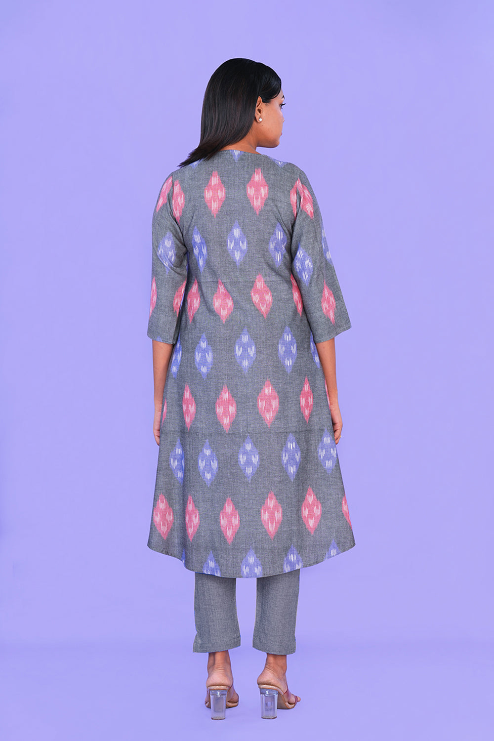 Image of Dark Grey Pochampally cotton Kurta