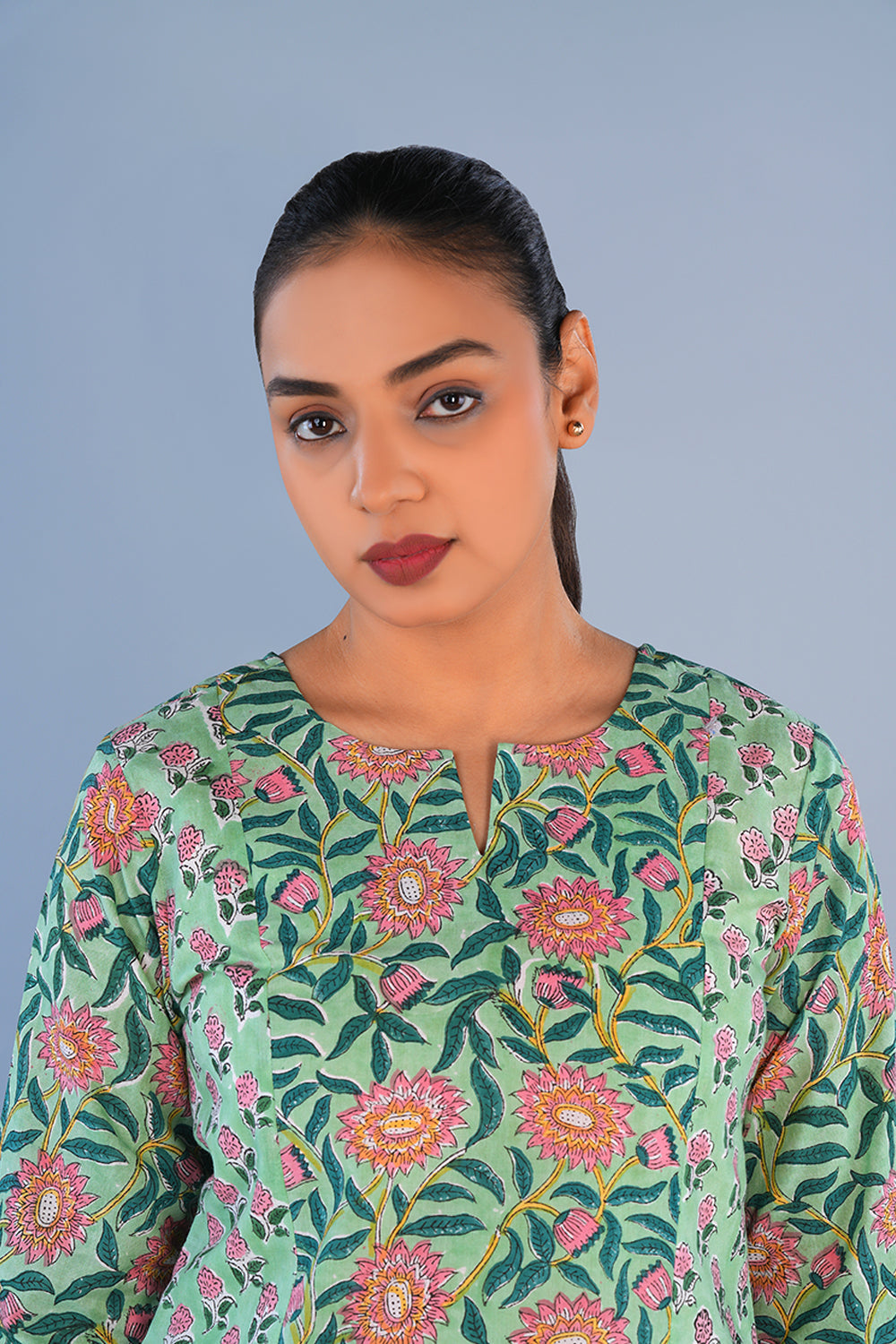 Image of Mint Green Cotton block printed co-ord set