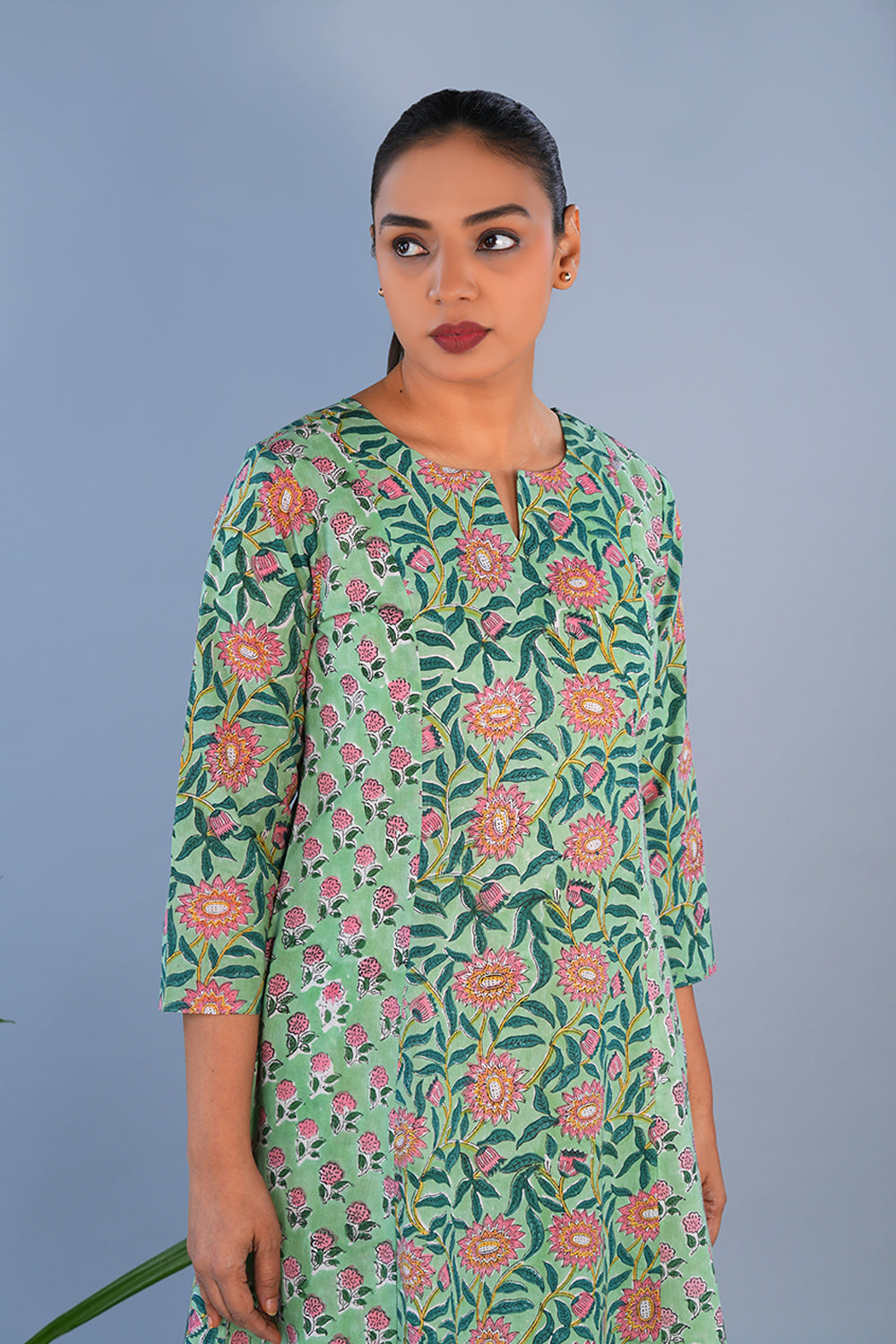 Image of Mint Green Cotton block printed co-ord set