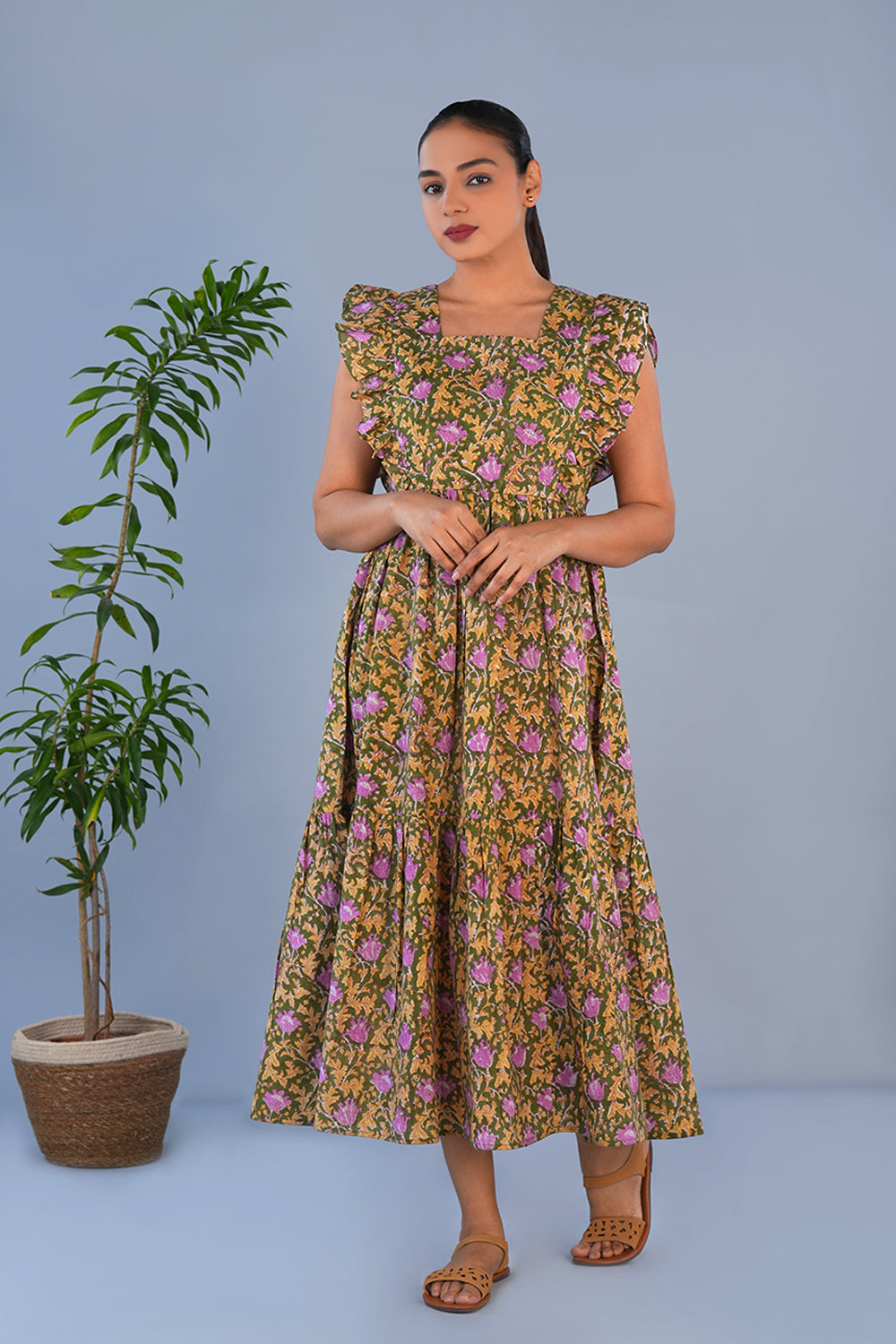 kalanjali cotton dresses Handwoven cotton Pochampally Ikat dress XL / Red oak