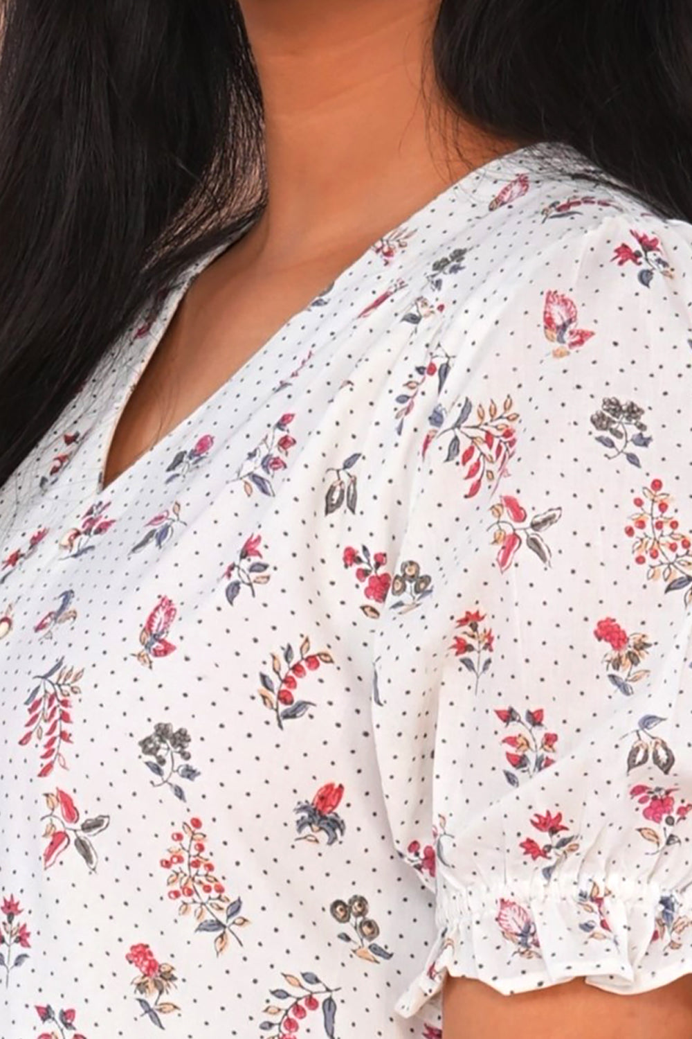 Image of White mini floral block printed cotton dress