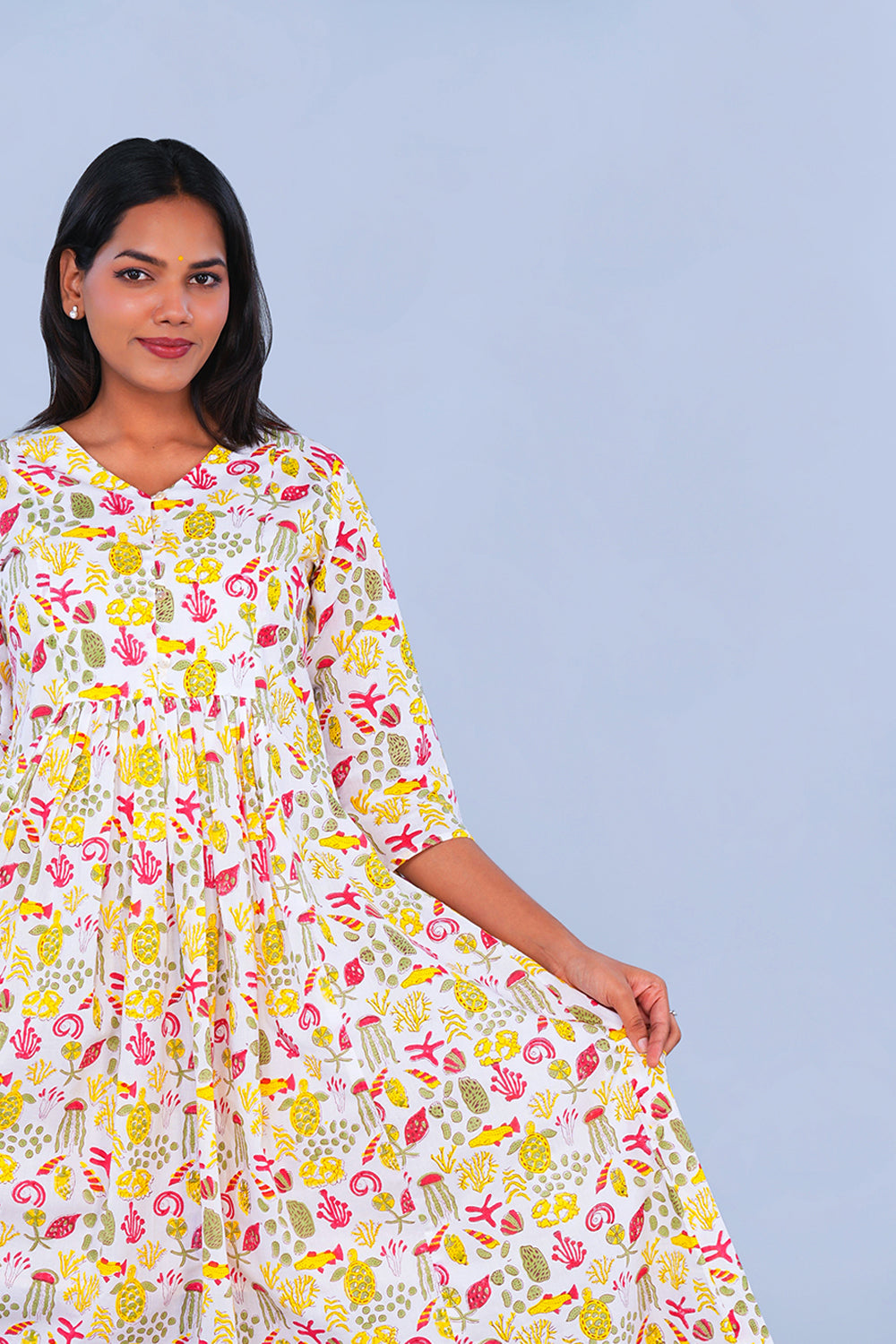 Image of Quirky Sea world block printed Kurta