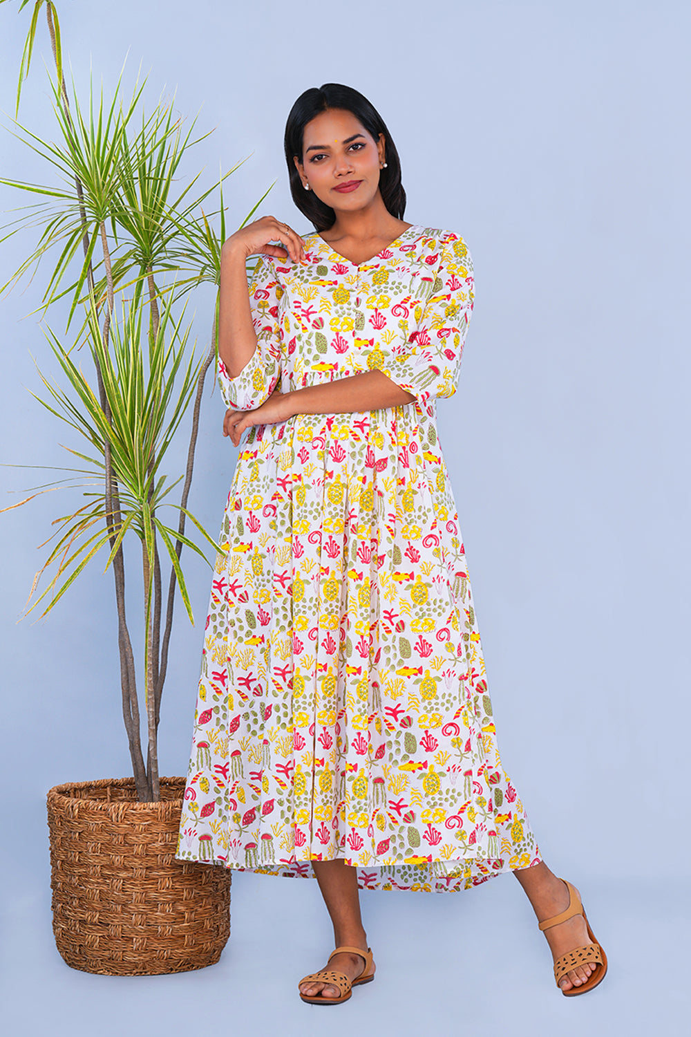Image of Quirky Sea world block printed Kurta