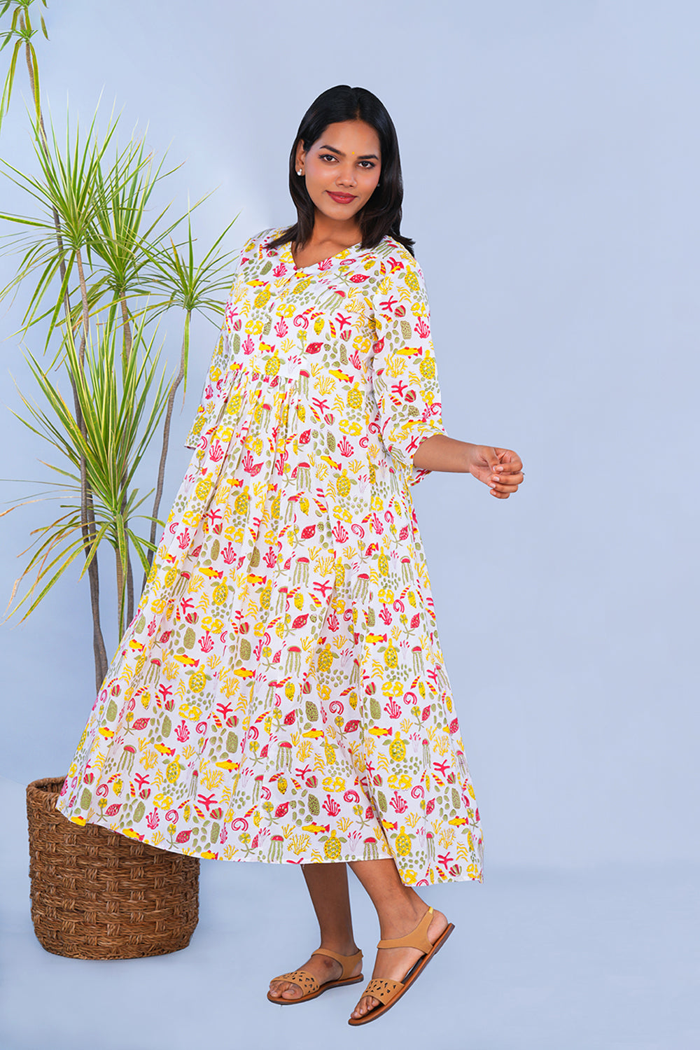 Image of Quirky Sea world block printed Kurta