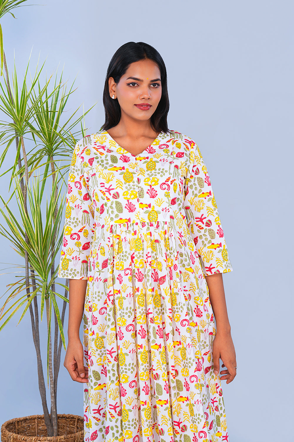 Image of Quirky Sea world block printed Kurta