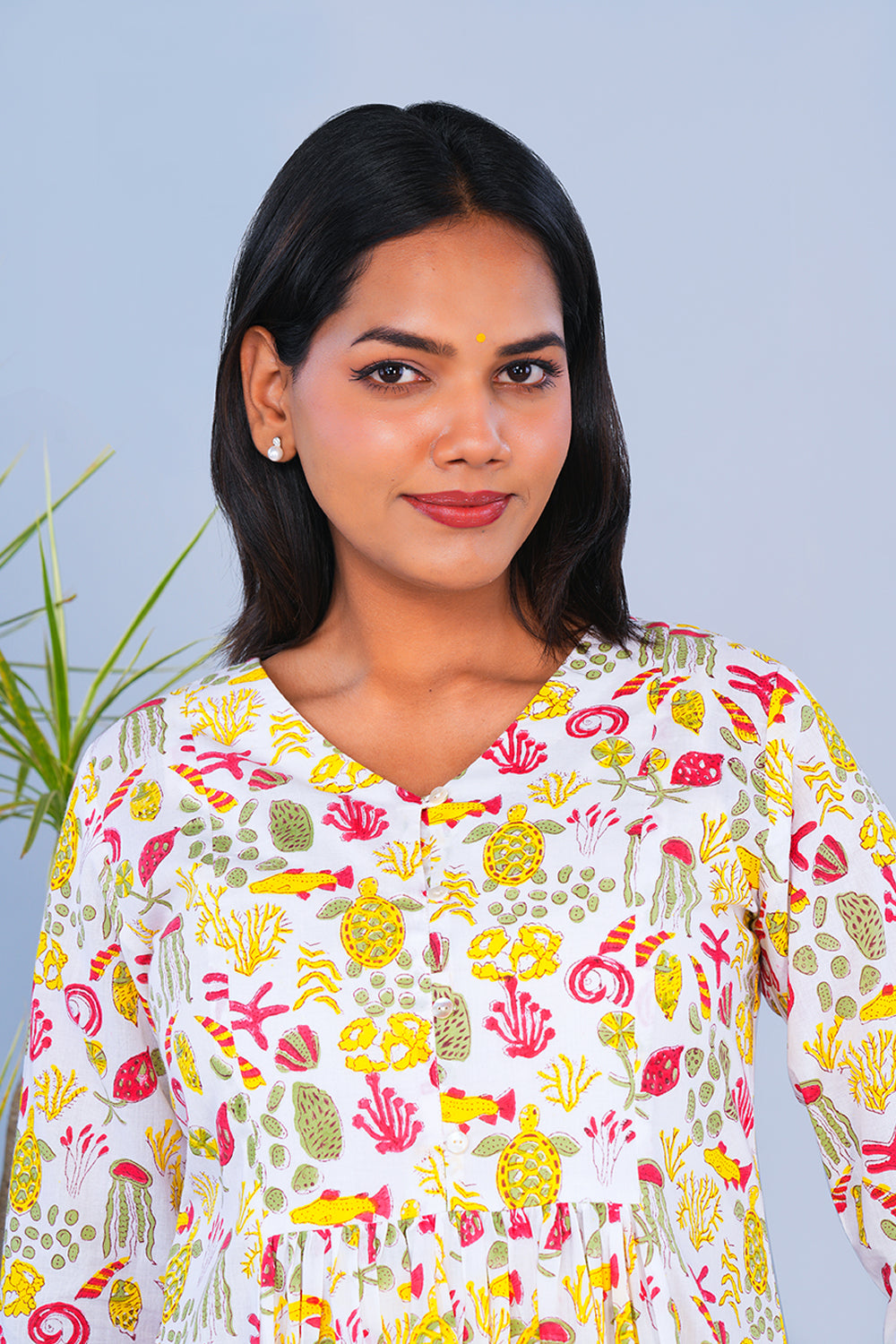 Image of Quirky Sea world block printed Kurta