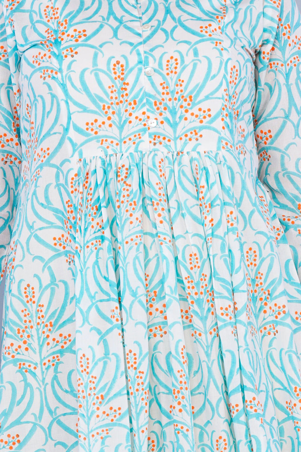 Image of Ice Blue Floral block printed Kurta