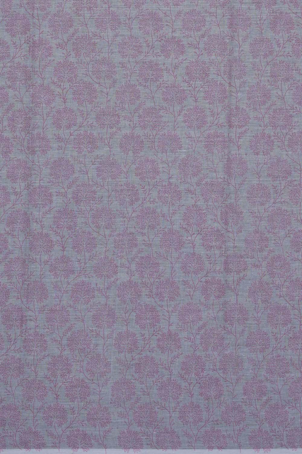 Image of White with pink Sanganeri Hand Block Printed cotton Saree