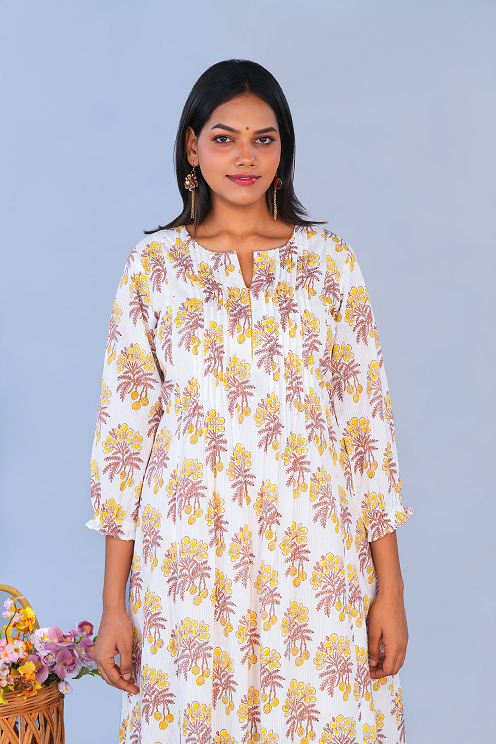 Image of Lemon Yellow block printed cotton Co-ord set