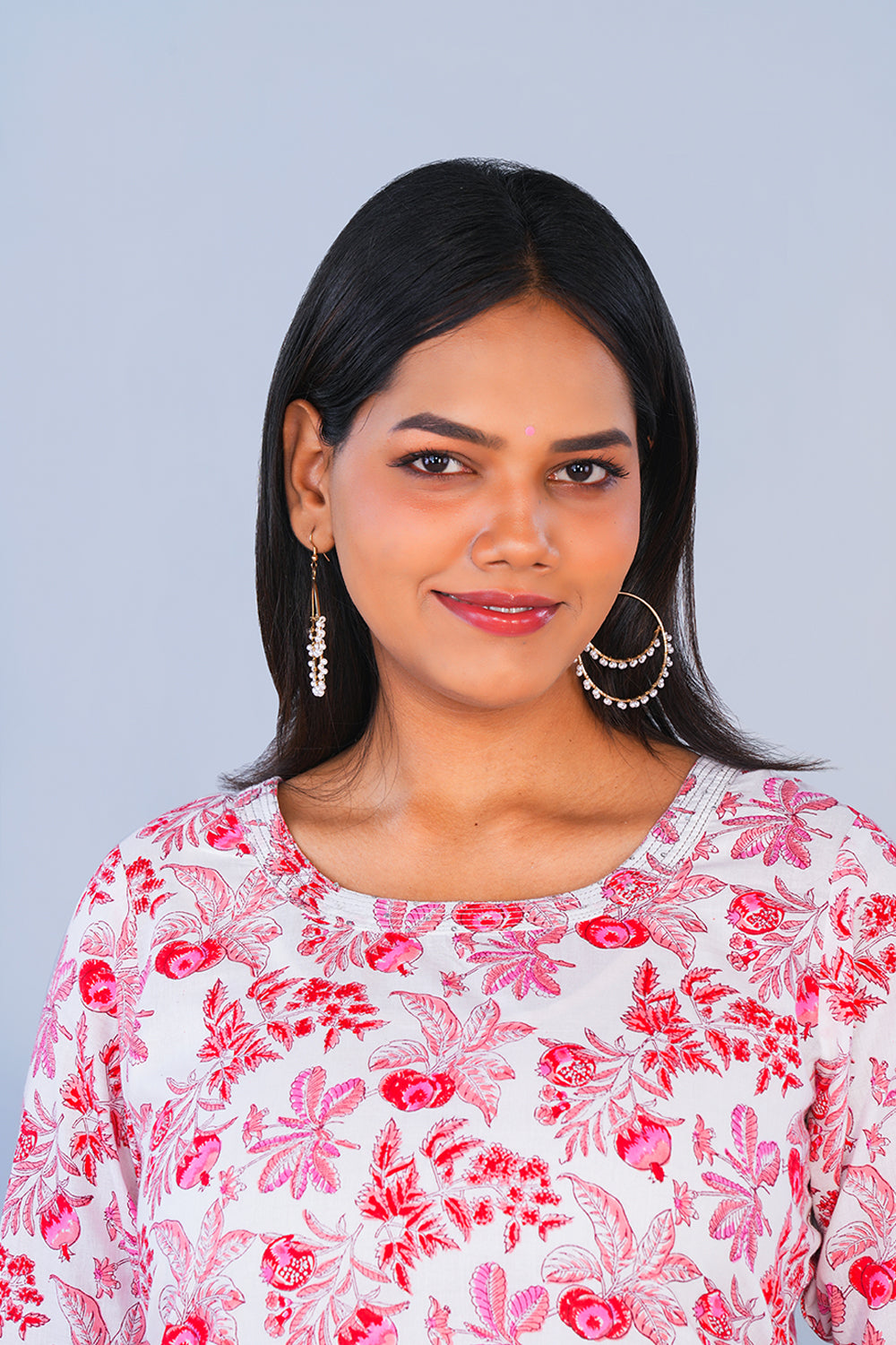 Image of Pink Pomegranate block printed Sharara set