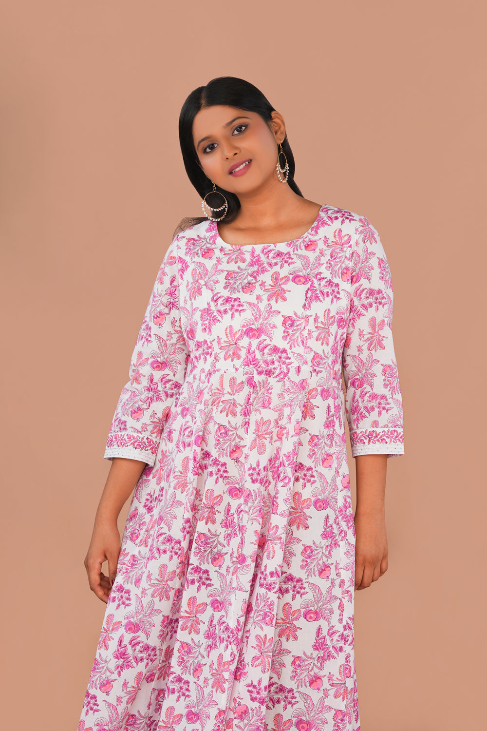 Image of Pink Pomegranate block printed cotton Kurti