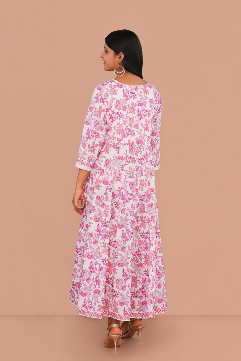 Image of Pink Pomegranate block printed cotton Kurti