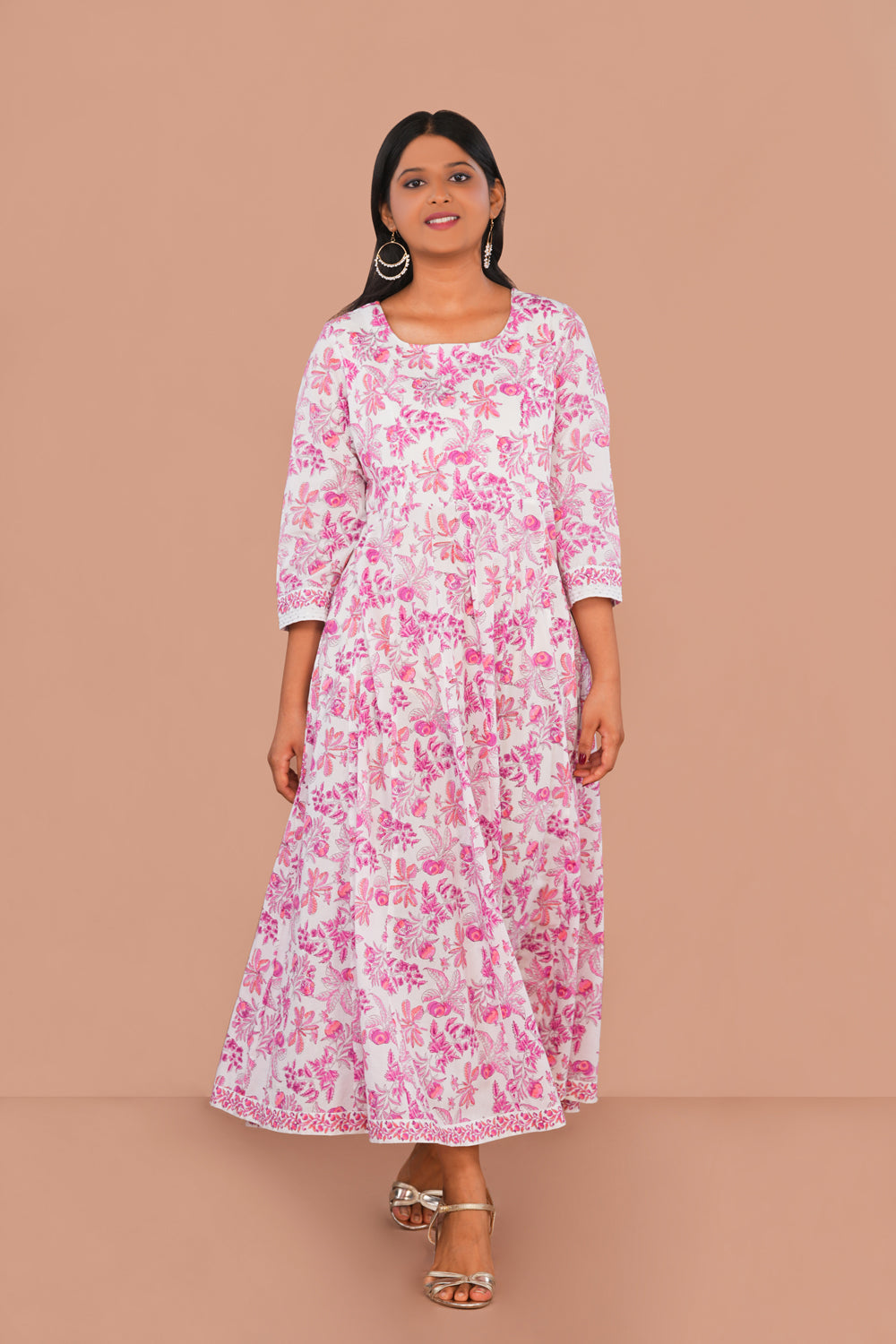 Image of Pink Pomegranate block printed cotton Kurti