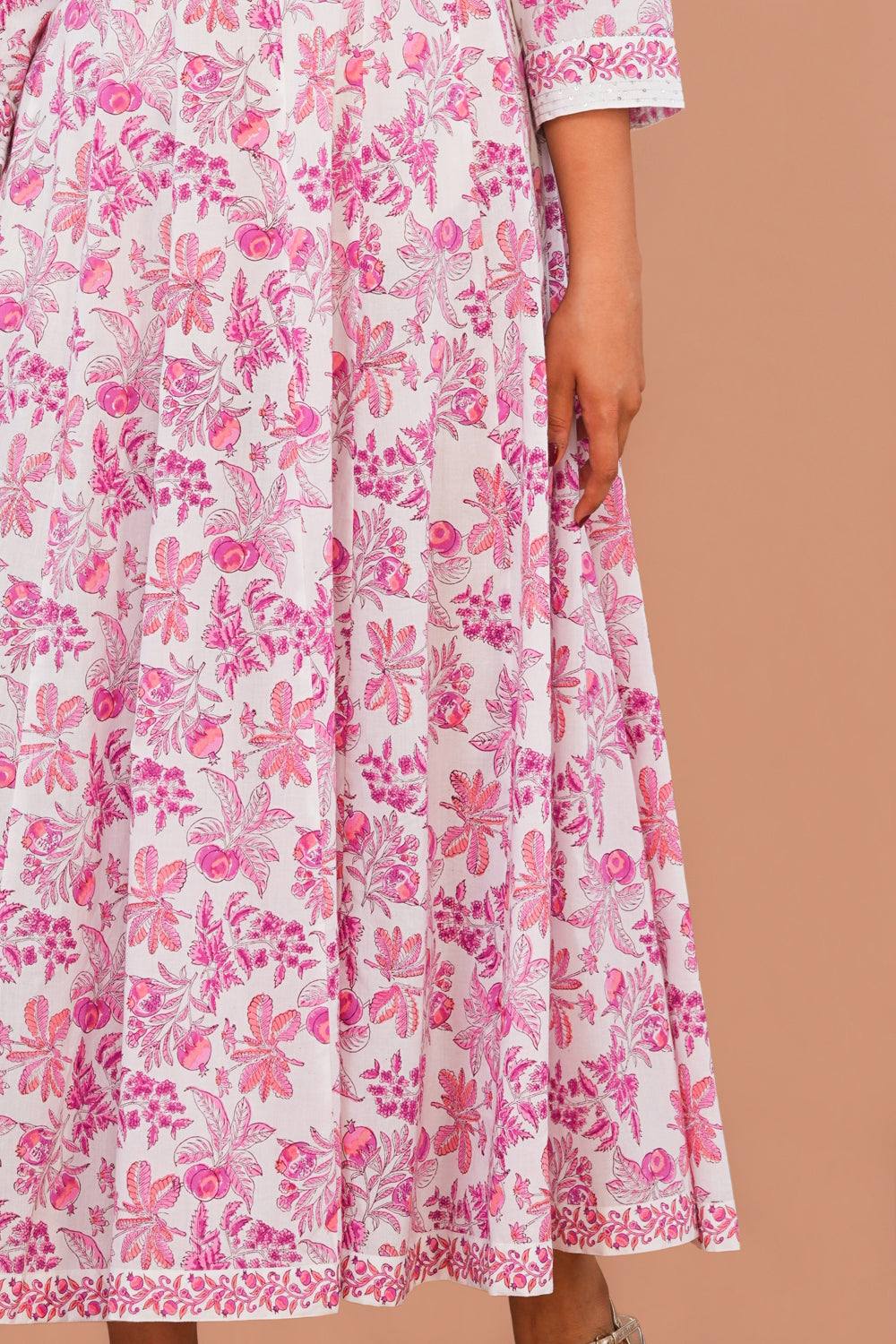 Image of Pink Pomegranate block printed cotton Kurti