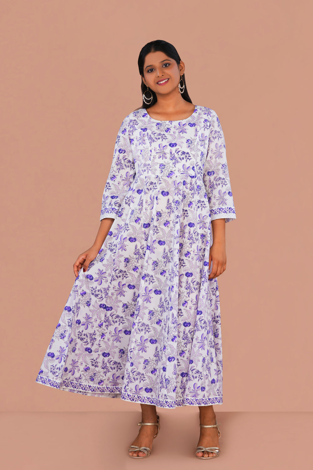 Image of Purple Pomegranate block printed cotton Kurta