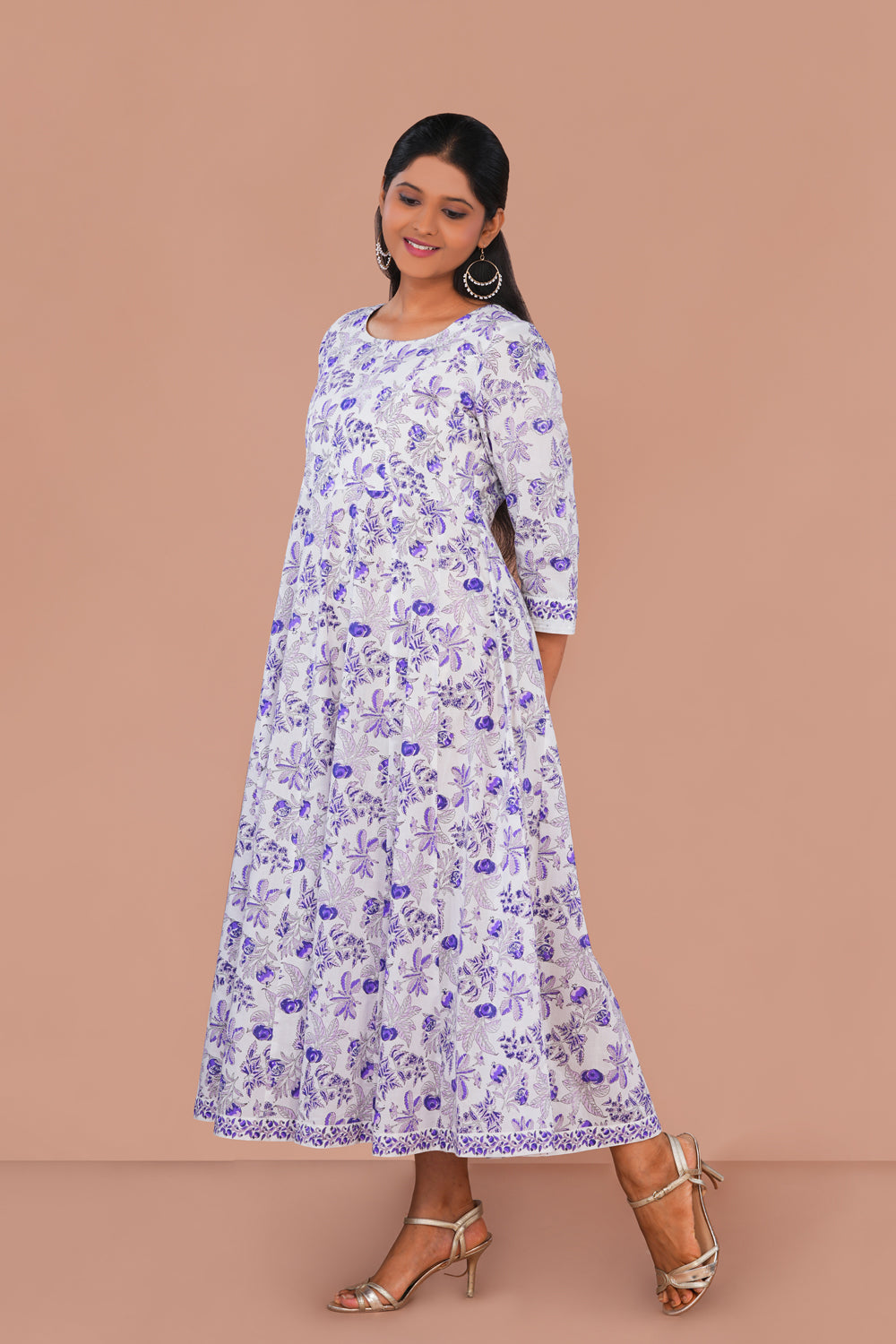 Image of Purple Pomegranate block printed cotton Kurta