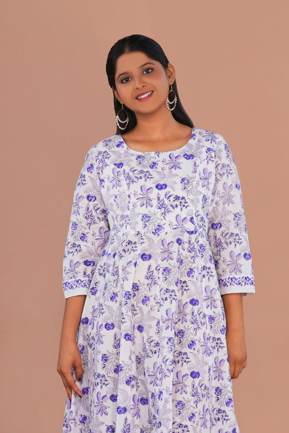 Image of Purple Pomegranate block printed cotton Kurta