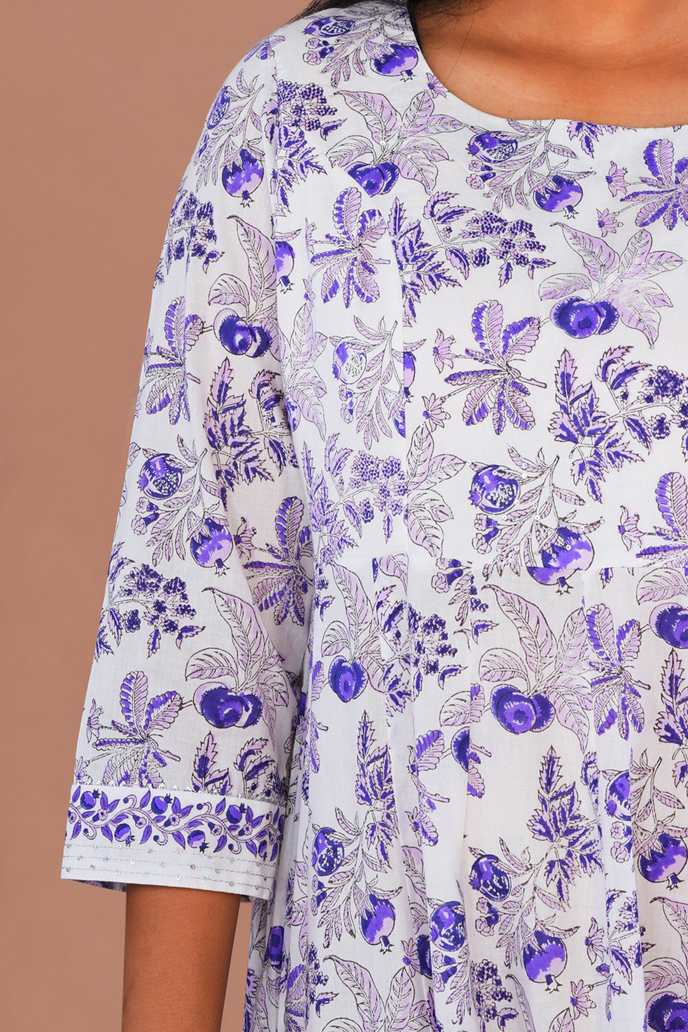 Image of Purple Pomegranate block printed cotton Kurta