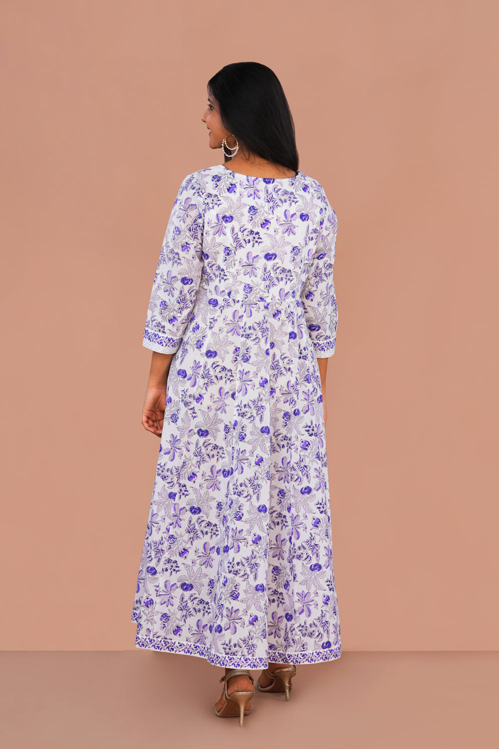 Image of Purple Pomegranate block printed cotton Kurta