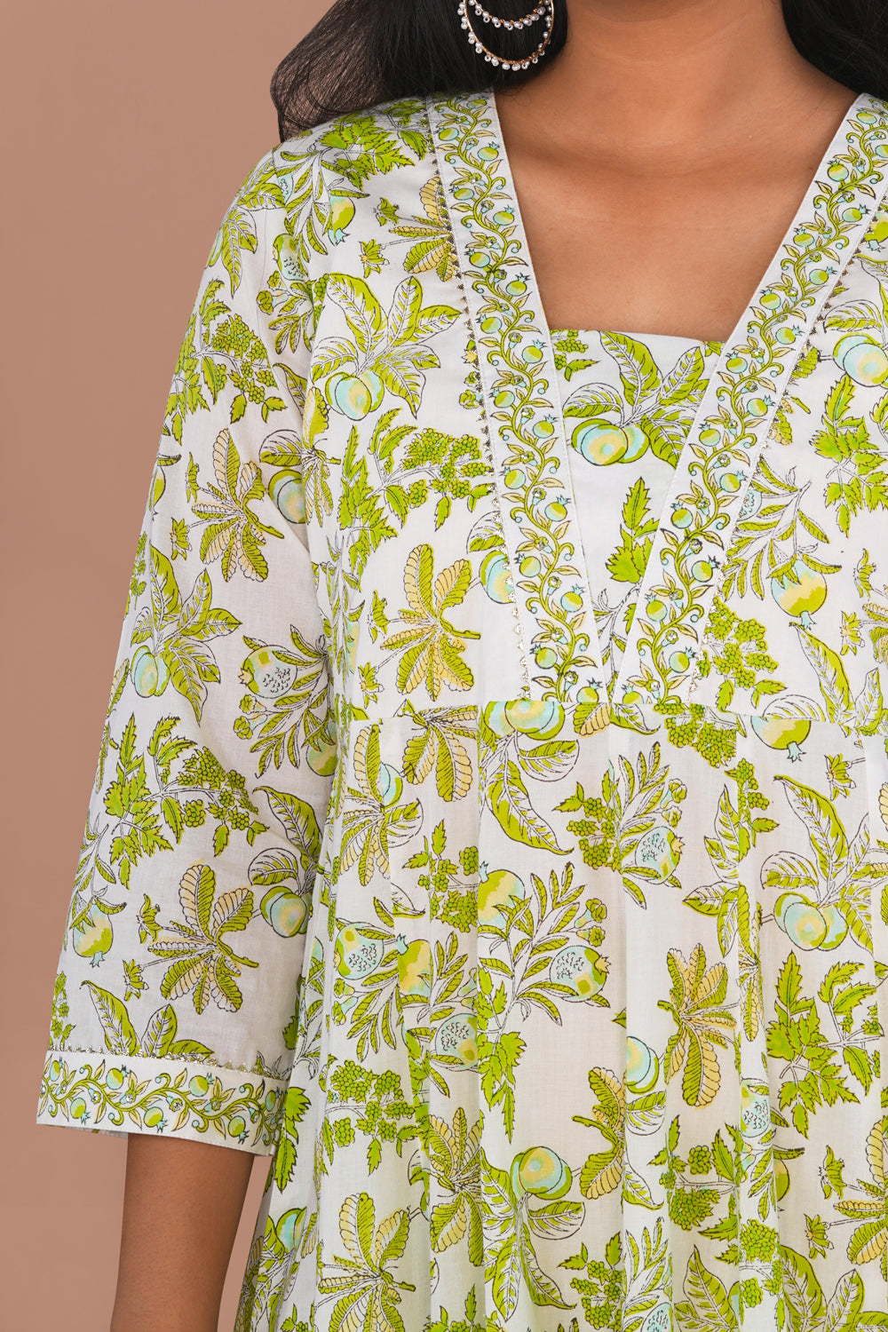 Image of Sap Green block printed cotton KurtI