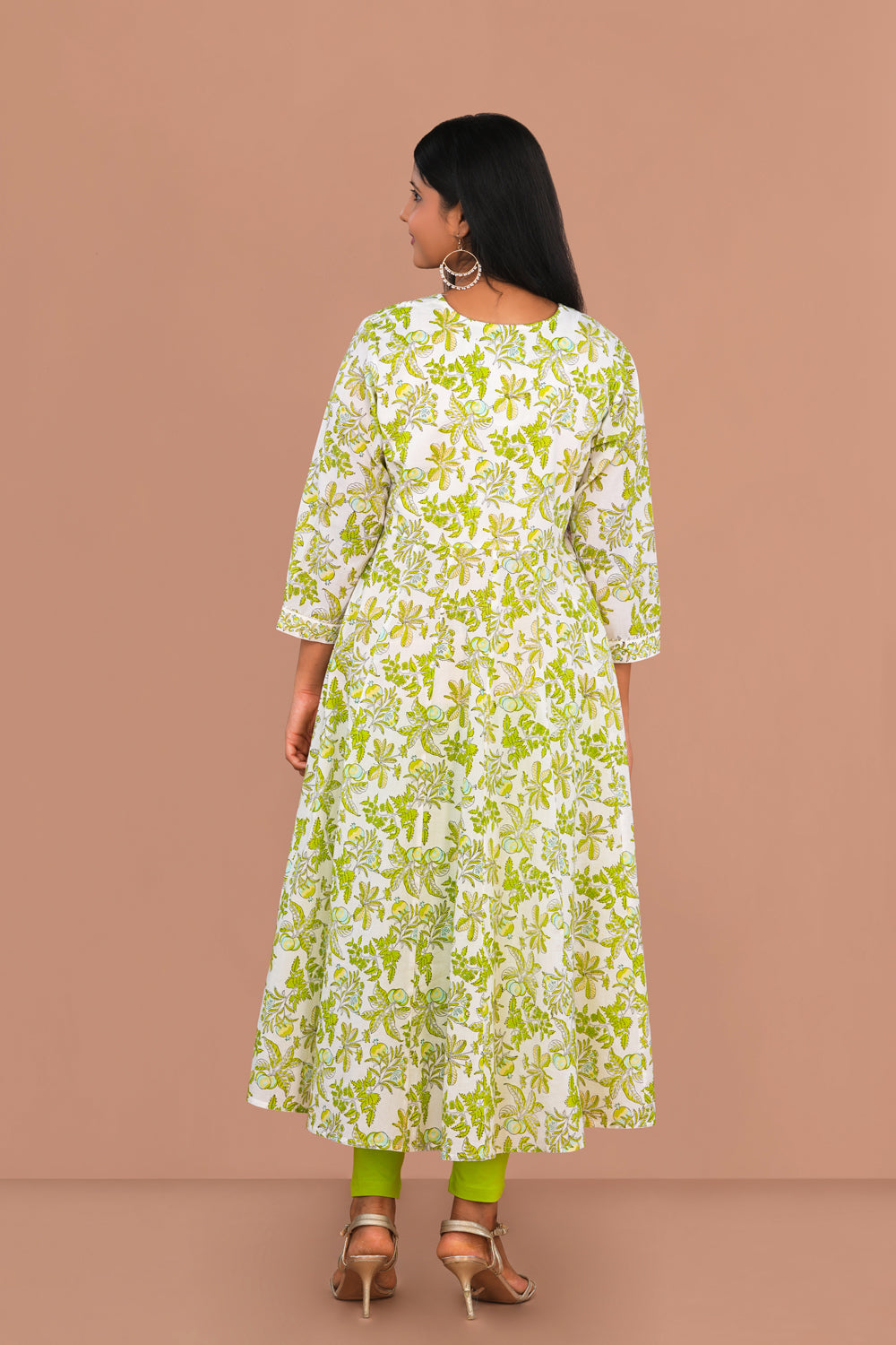 Image of Sap Green block printed cotton KurtI
