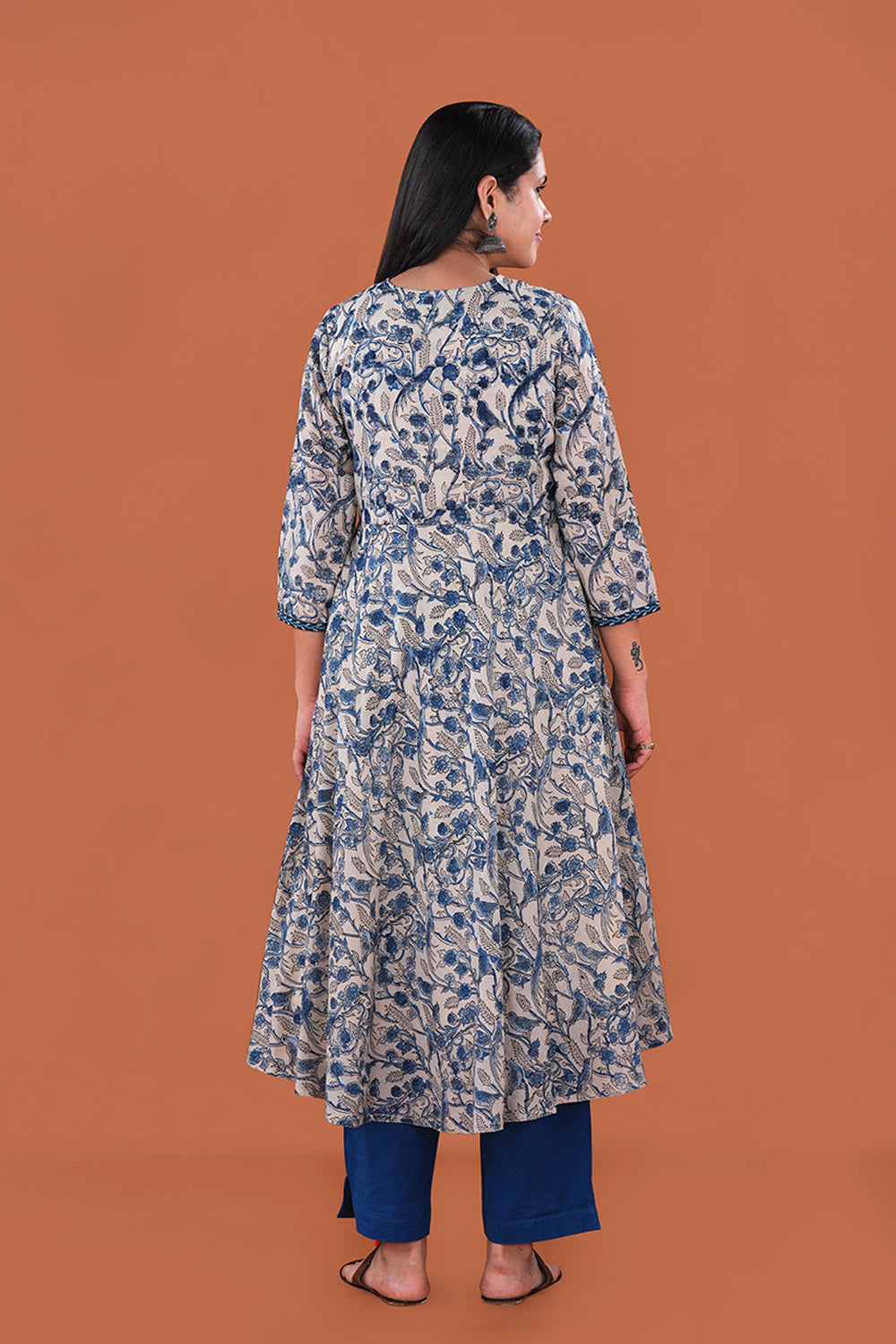 Image of Birdie print Kalamkari Mulmul Cotton Kurta