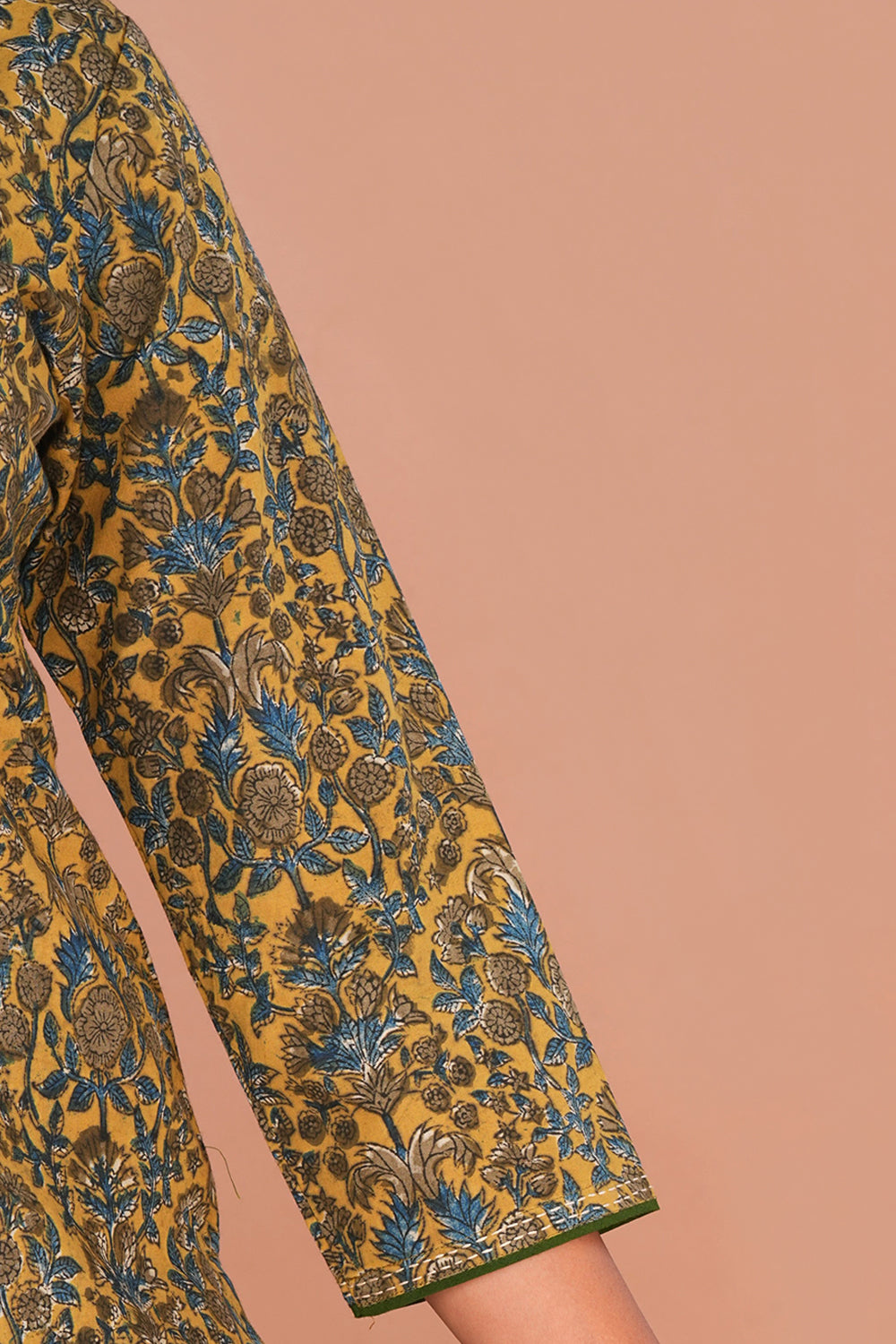 Image of Mustard Kalamkari Cotton Kurta