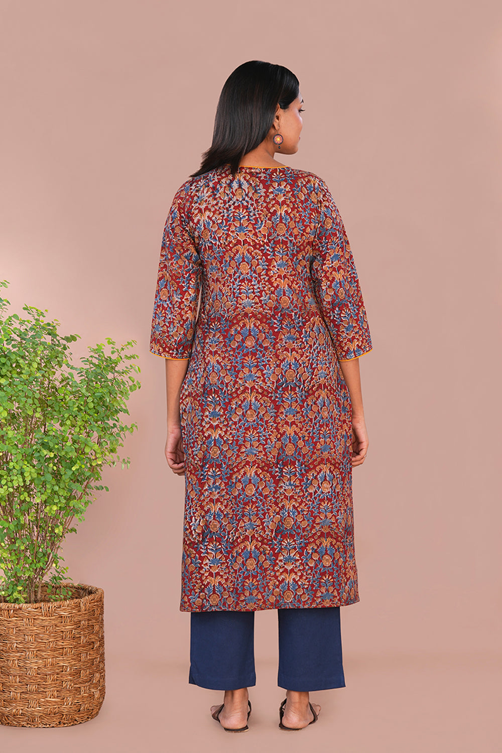 Image of Maroon Kalamkari Cotton Kurta