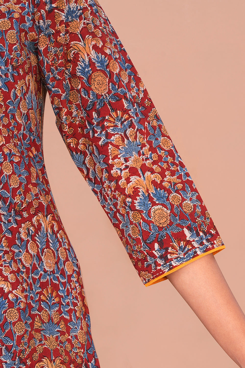 Image of Maroon Kalamkari Cotton Kurta