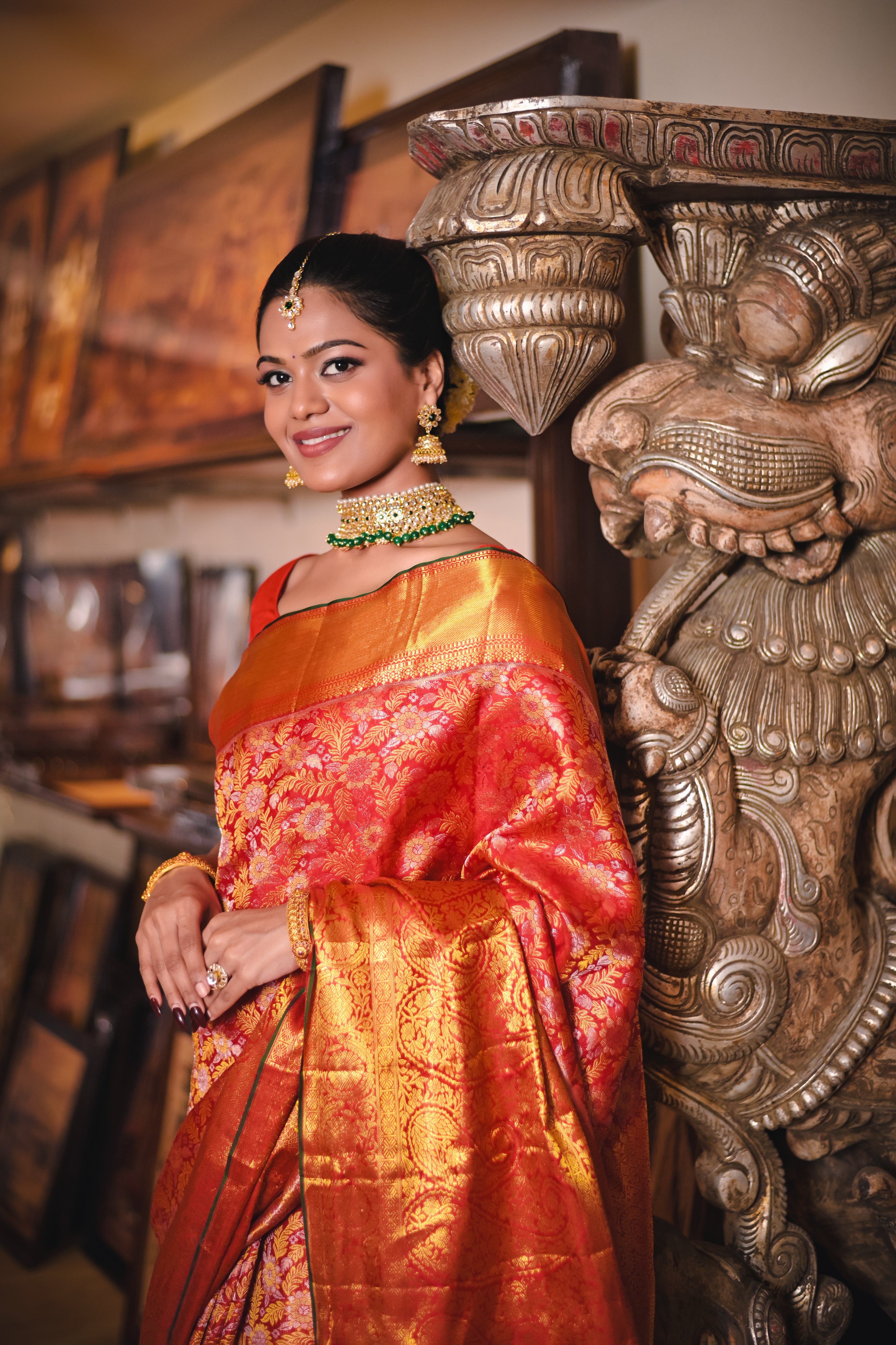 Image of Kanchipattu Brocade Ruby Red Saree