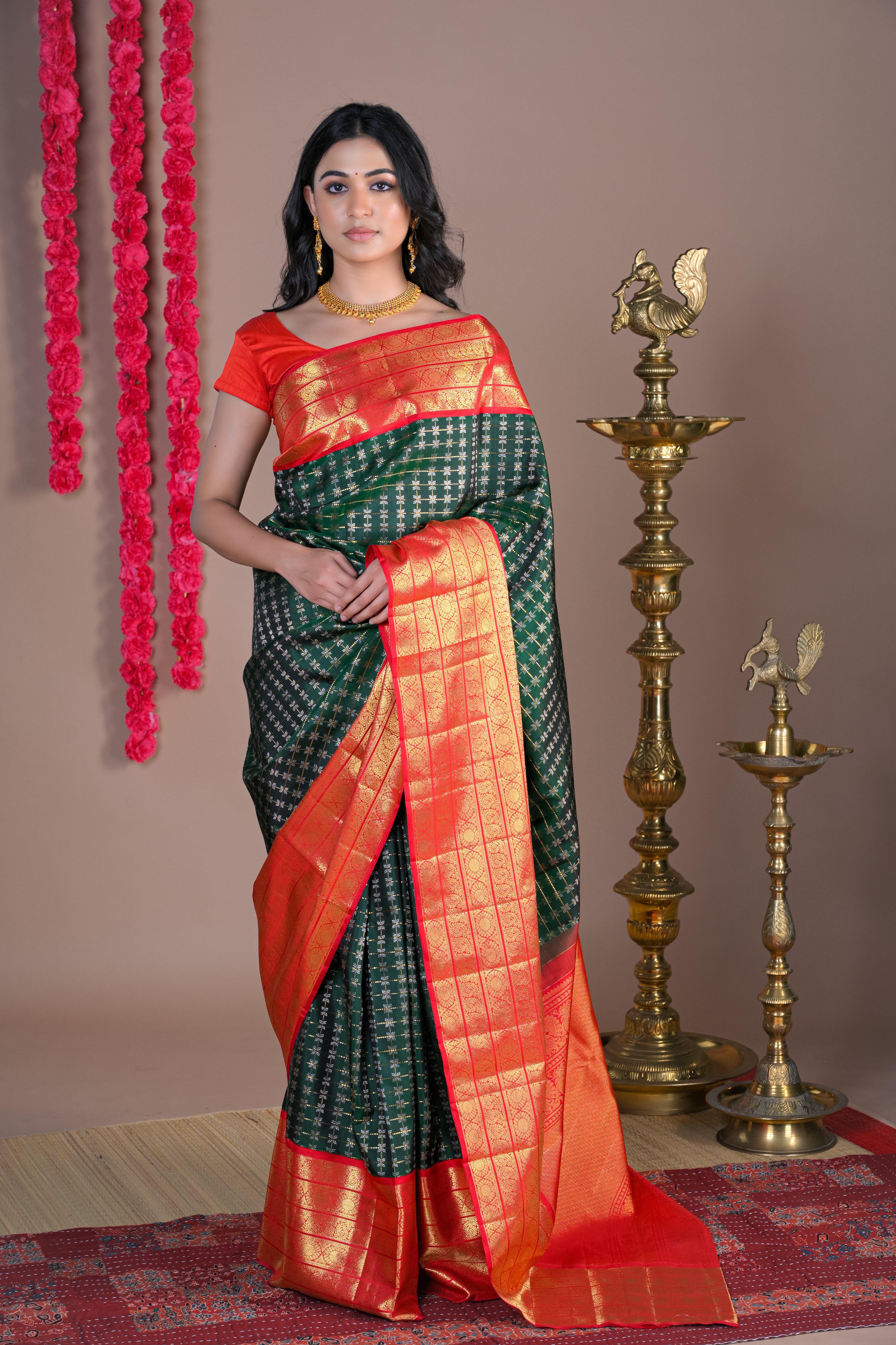 Kanchipattu Brocade Green Saree