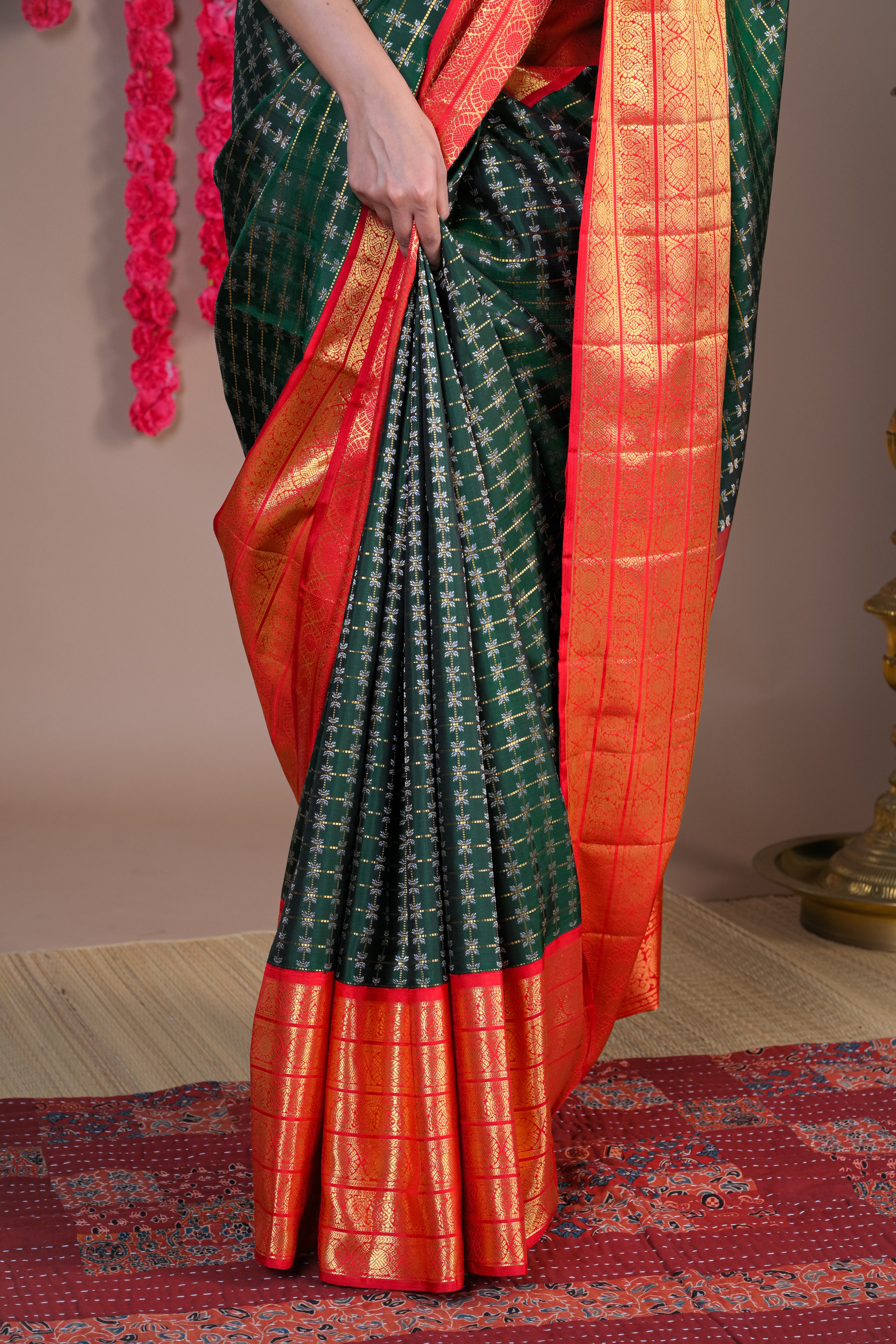 Kanchipattu Brocade Green Saree