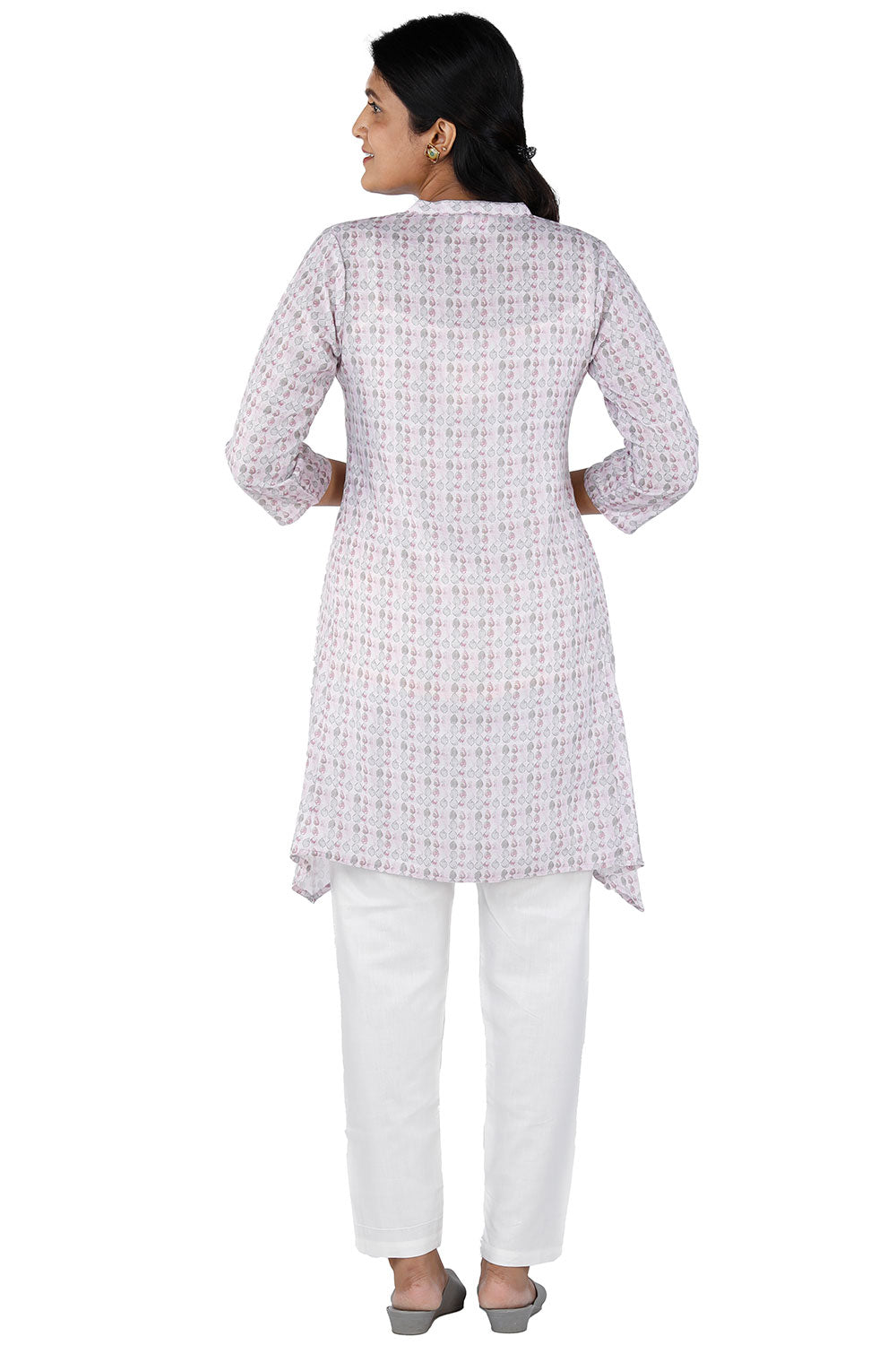 Collection of Nude pink Digital printed short kurti in a gallery layout