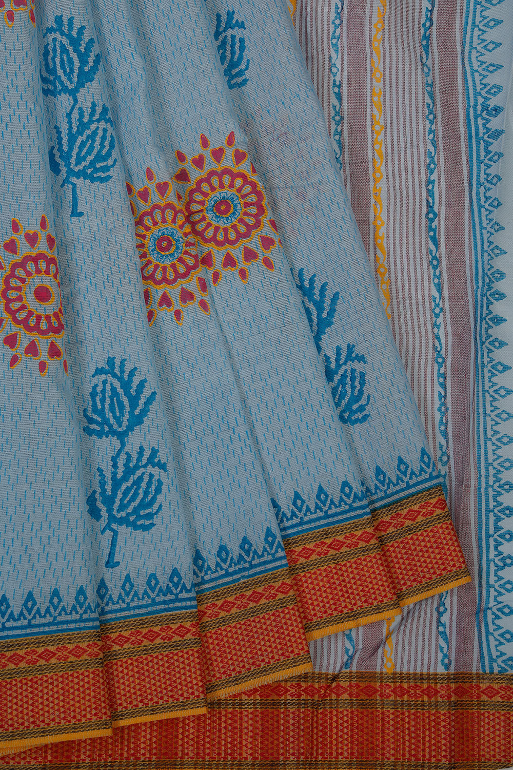 Sky blue woven south cotton saree