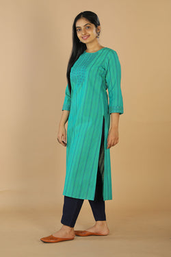 Collection of Mirror Embroidered Long Kurti in a gallery layout