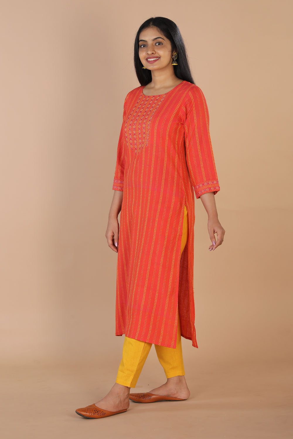 Collection of Mirror Embroidered Long Kurti in a gallery layout