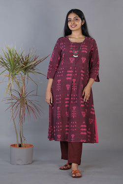 Collection of Cotton Pochampally Ikkat Kurta in a gallery layout