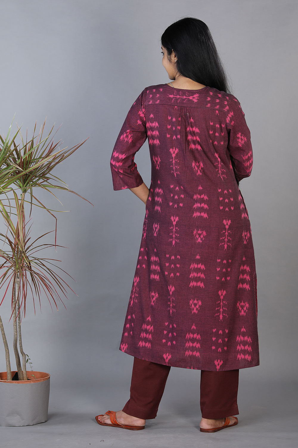 Collection of Cotton Pochampally Ikkat Kurta in a gallery layout