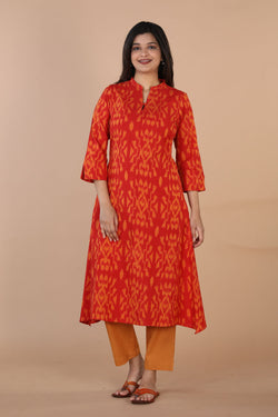 Collection of Ikat panelled kurti in a gallery layout