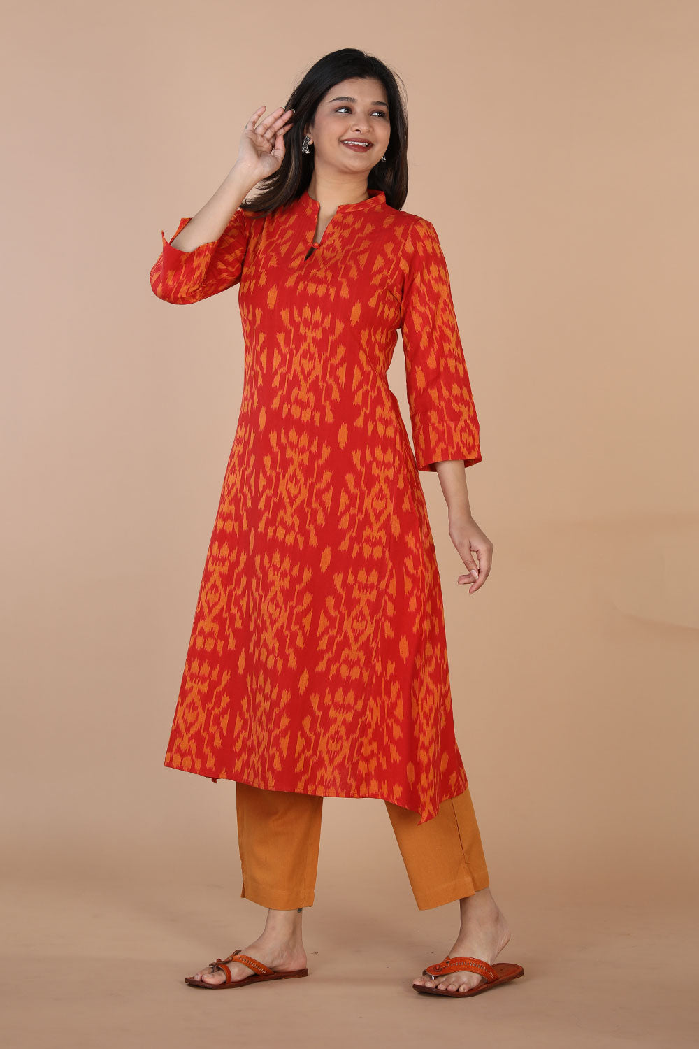 Collection of Ikat panelled kurti in a gallery layout