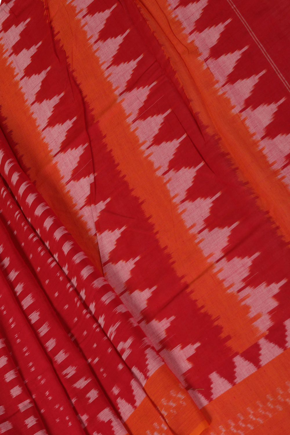 Collection of Dahlia pink square weave pattern Pochampally cotton ikat Saree in a gallery layout