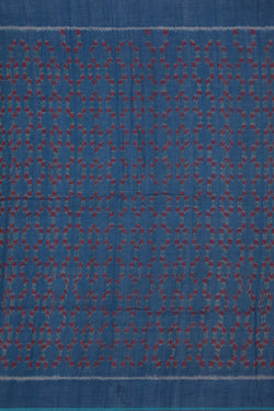 Collection of Slate blue brick pattern Pochampally cotton ikat Saree in a gallery layout