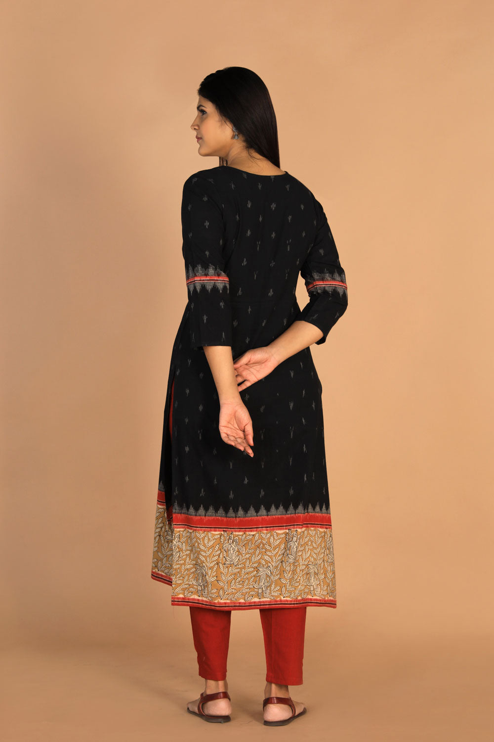 Collection of Black Traditional Wear Straight Fit Kurta in a gallery layout