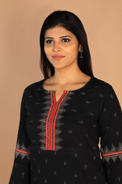 Collection of Black Traditional Wear Straight Fit Kurta in a gallery layout