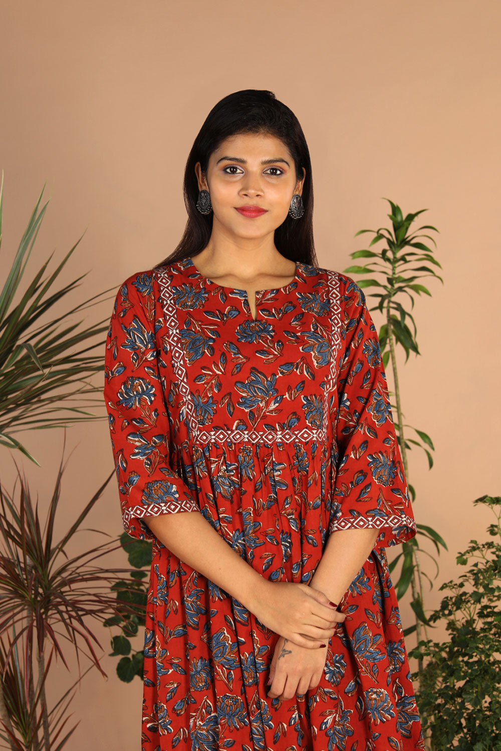 Collection of Cotton Floral Bagru Dress in a gallery layout